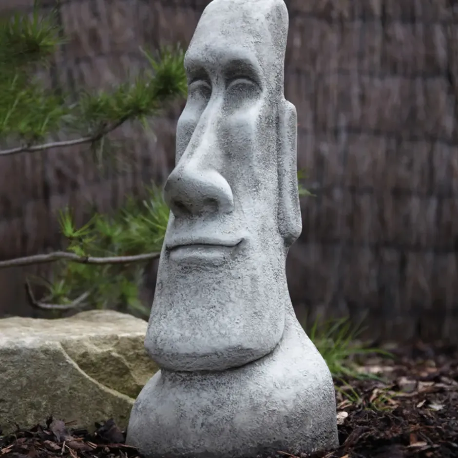 Statues & Sculptures Easter Island Heads^Male Easter Island Head Stone Garden Ornament