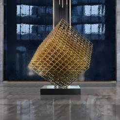 Statues & Sculptures Table Top|Floor Standing^Multiverse 100cm Silver Geometric Metal Garden Sculpture