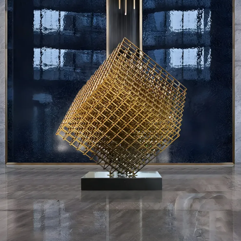Statues & Sculptures Floor Standing|Abstract^Multiverse 150cm Silver Geometric Metal Garden Sculpture