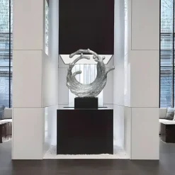 Statues & Sculptures Floor Standing|Abstract^Oceanic Wave 117cm Gold Metal Indoor Sculpture