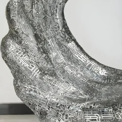 Statues & Sculptures Floor Standing|Abstract^Oceanic Wave 117cm Silver Metal Indoor Sculpture