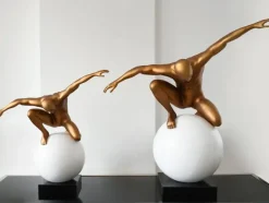 Statues & Sculptures Figurative|Table Top^Orbital Balance 65cm Gold Resin Indoor Sculpture