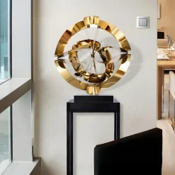 Statues & Sculptures Table Top|Abstract^Orbital Chaos 55cm Gold Metal Indoor Sculpture