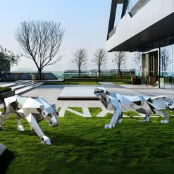 Statues & Sculptures Low Poly|Animals^Panther 87cm Geometric Metal Garden Sculpture
