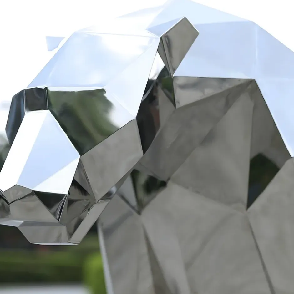 Statues & Sculptures Low Poly|Animals^Panther 71cm Geometric Metal Garden Sculpture