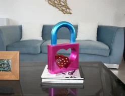 Statues & Sculptures Table Top|Contemporary^Passion Padlock 38cm Pink Resin Indoor Sculpture