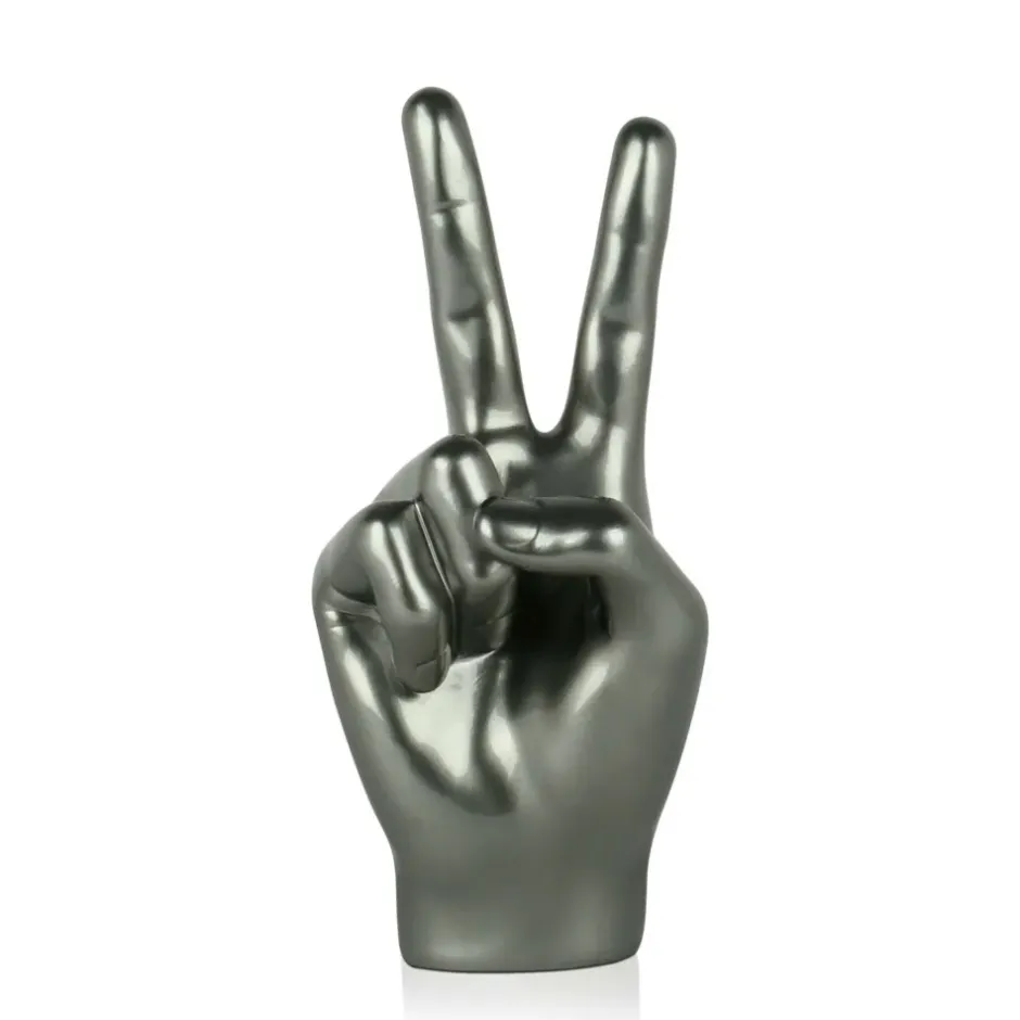Statues & Sculptures Table Top|Contemporary^Peace Hand 28cm Anthracite Resin Indoor Sculpture