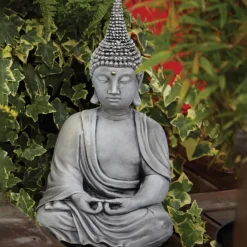 Statues & Sculptures Buddha^Pearl Hat Thai Stone Buddha Garden Ornament