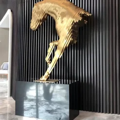 Statues & Sculptures Giant|Floor Standing^Pixel Horse 250cm Gold Metal Garden Sculpture