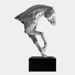Statues & Sculptures Giant|Floor Standing^Pixel Horse 200cm Silver Metal Garden Sculpture