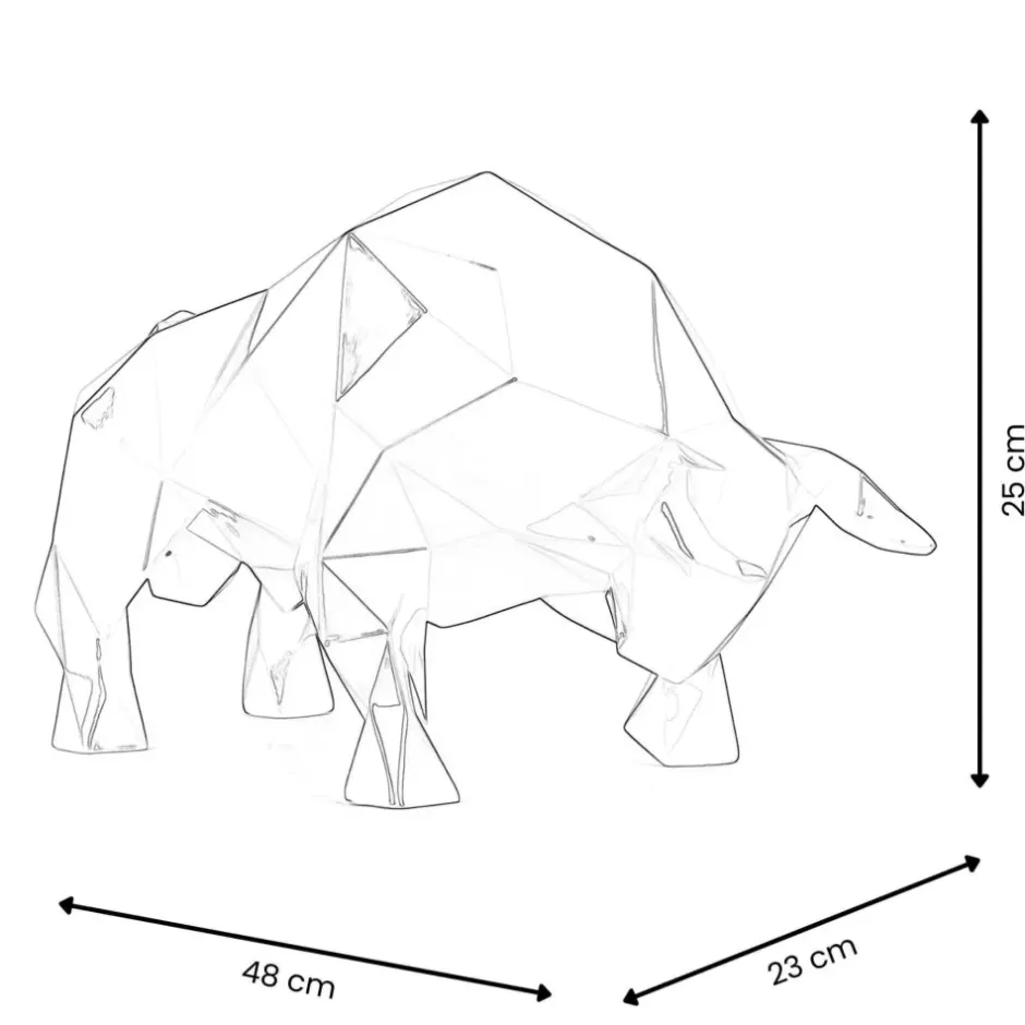 Statues & Sculptures Table Top|Low Poly^Polygon Bull 25cm Multicoloured Resin Indoor Sculpture