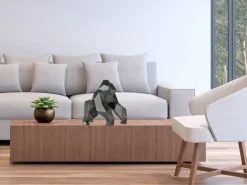 Statues & Sculptures Table Top|Low Poly^Polygon Gorilla 44cm Anthracite Resin Indoor Sculpture