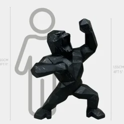 Statues & Sculptures Floor Standing|Animals^Polygon Gorilla 135cm Black Resin Indoor Sculpture