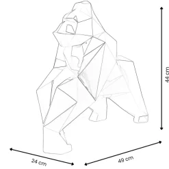 Statues & Sculptures Table Top|Low Poly^Polygon Gorilla 44cm Blue Resin Indoor Sculpture