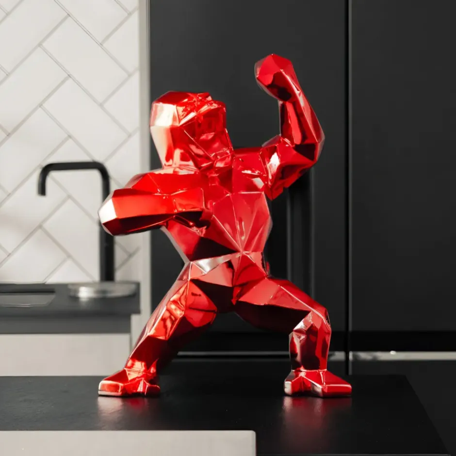 Statues & Sculptures Table Top|Floor Standing^Polygon Gorilla 50cm Red Resin Indoor Sculpture