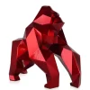 Statues & Sculptures Table Top|Low Poly^Polygon Gorilla 44cm Red Resin Indoor Sculpture