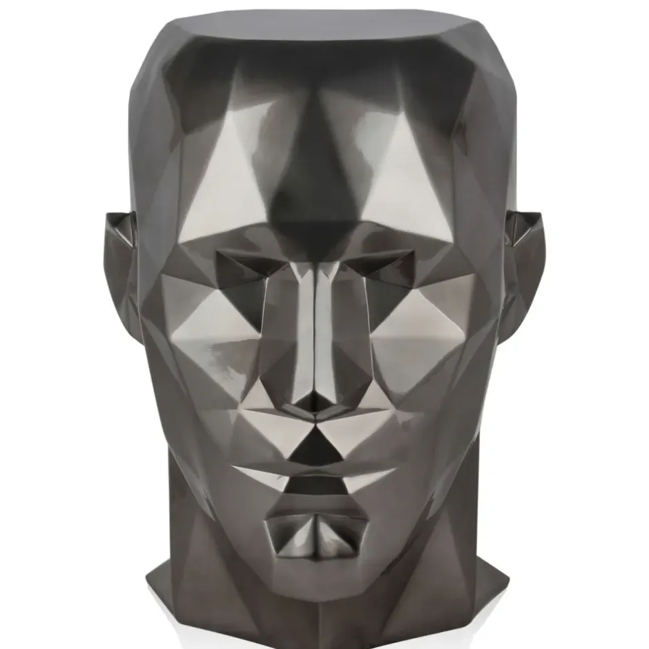 Statues & Sculptures Low Poly|Contemporary^Polygon Male Head 55cm Anthracite Side Table Sculpture