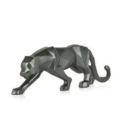 Statues & Sculptures Table Top|Low Poly^Polygon Panther 14cm Anthracite Resin Indoor Sculpture