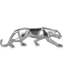 Statues & Sculptures Table Top|Floor Standing^Polygon Panther 14cm Silver Resin Indoor Sculpture