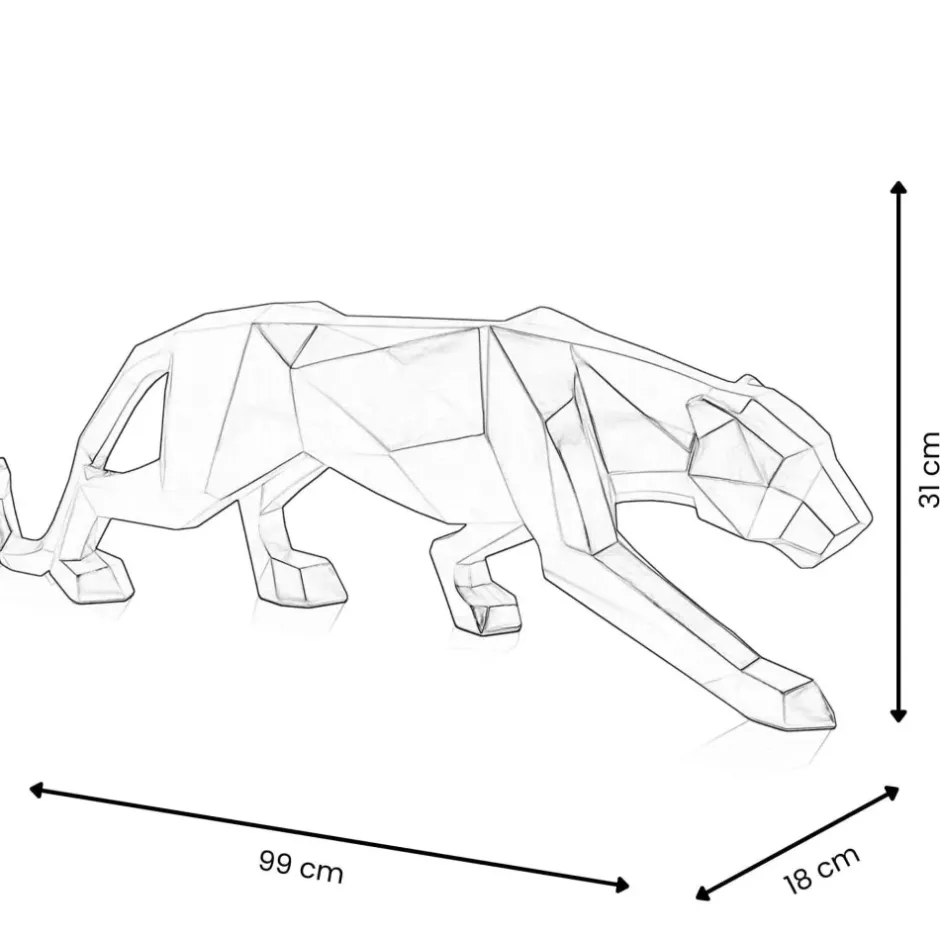 Statues & Sculptures Table Top|Floor Standing^Polygon Panther 31cm Silver Resin Indoor Sculpture