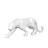 Statues & Sculptures Table Top|Low Poly^Polygon Panther 14cm White Resin Indoor Sculpture