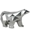 Statues & Sculptures Table Top|Low Poly^Polygon Polar Bear 25cm Silver Resin Indoor Sculpture