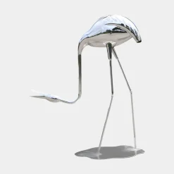 Statues & Sculptures Wildlife|Cranes^Pure Crane 100cm Silver Metal Garden Sculpture