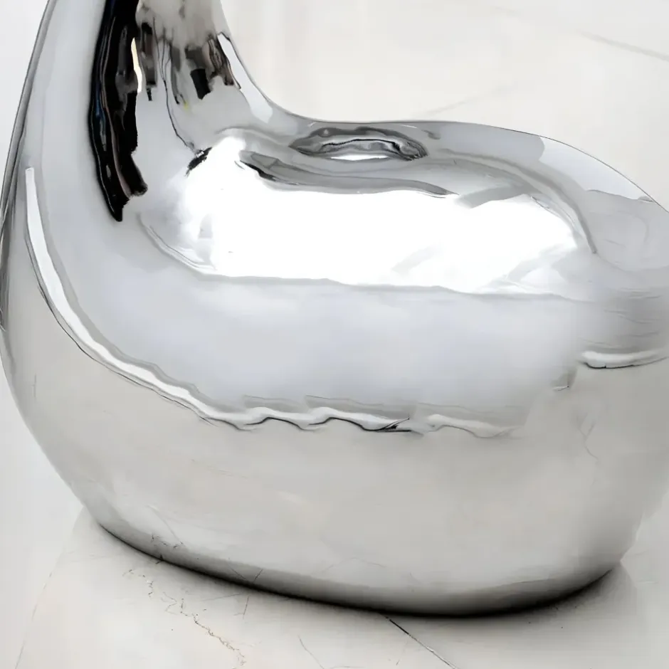 Statues & Sculptures Table Top|Floor Standing^Pure Swan 95cm Silver Metal Indoor Sculpture