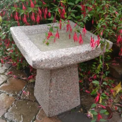 Statues & Sculptures Bird Baths^Quadrate Natural Granite Stone Garden Birdbath