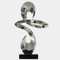 Statues & Sculptures Table Top|Floor Standing^Quantum Drift 87cm Silver Metal Indoor Sculpture v2