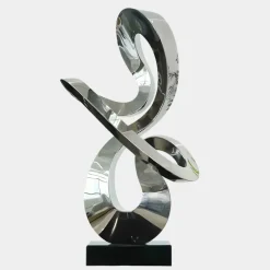 Statues & Sculptures Table Top|Floor Standing^Quantum Drift 87cm Silver Metal Indoor Sculpture v3