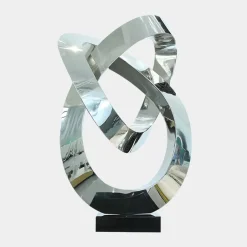 Statues & Sculptures Table Top|Floor Standing^Quantum Helix 88cm Silver Metal Indoor Sculpture