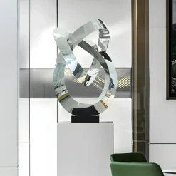 Statues & Sculptures Table Top|Floor Standing^Quantum Helix 88cm Silver Metal Indoor Sculpture
