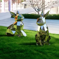 Statues & Sculptures Wildlife|Contemporary^Rabbit 61cm Geometric Metal Garden Sculpture