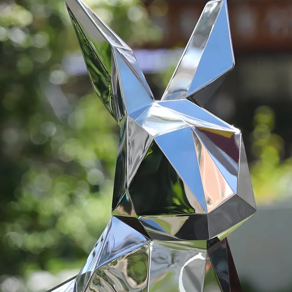Statues & Sculptures Wildlife|Contemporary^Rabbit 46cm Geometric Metal Garden Sculpture