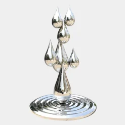 Statues & Sculptures Floor Standing|Abstract^Raindrop Ripples 150cm Silver Metal Garden Sculpture