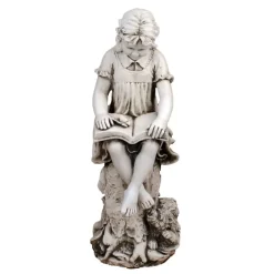 Statues & Sculptures Children^Reading Girl 89cm Stone Resin Garden Statue