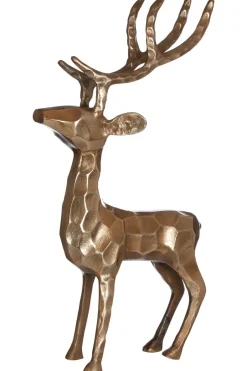 Statues & Sculptures Table Top|Animals^Royal Stag 50cm Gold Metal Indoor Statue