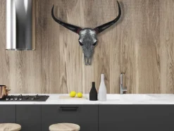Statues & Sculptures Wall Art|Animals^Sacred Buffalo 63cm Silver Resin Wall Sculpture