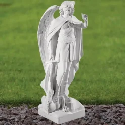 Statues & Sculptures Angel^Saint Michael 58cm Marble Resin Garden Statue