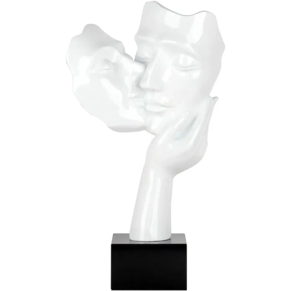 Statues & Sculptures Figurative|Table Top^Secret Kiss 50cm White Resin Indoor Sculpture