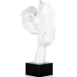 Statues & Sculptures Figurative|Table Top^Secret Kiss 50cm White Resin Indoor Sculpture