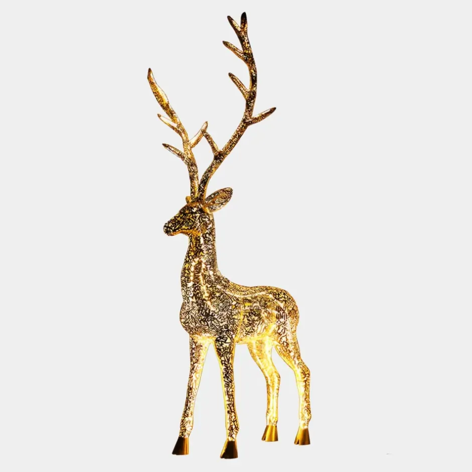 Statues & Sculptures Wildlife|Stags & Deers^Starlight Stag 212cm LED Gold Metal Garden Sculpture