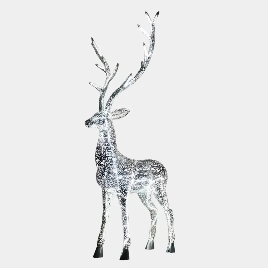 Statues & Sculptures Wildlife|Stags & Deers^Starlight Stag 212cm LED Silver Metal Garden Sculpture