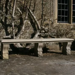 Statues & Sculptures Stone Benches^Straight Plain Double Stone Garden Bench