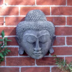Statues & Sculptures Wall Plaques|Buddha^Thai Buddha Head Stone Garden Wall Art Plaque