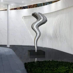Statues & Sculptures Giant|Floor Standing^Tornado 197cm Silver Metal Garden Sculpture v3