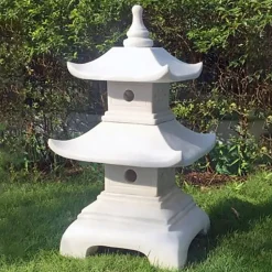 Statues & Sculptures Pagodas^Two Tier Japanese Pagoda Lantern Marble Garden Ornament