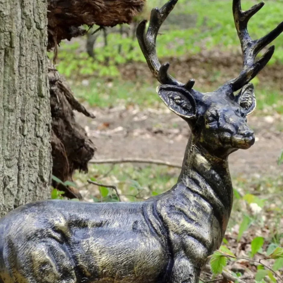 Statues & Sculptures Stags & Deers^Wild Baby Stag Deer Bronze Metal Garden Statue