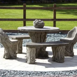 Statues & Sculptures Stone Benches^Woodlands Stone Benches & Table Patio Garden Furniture Set